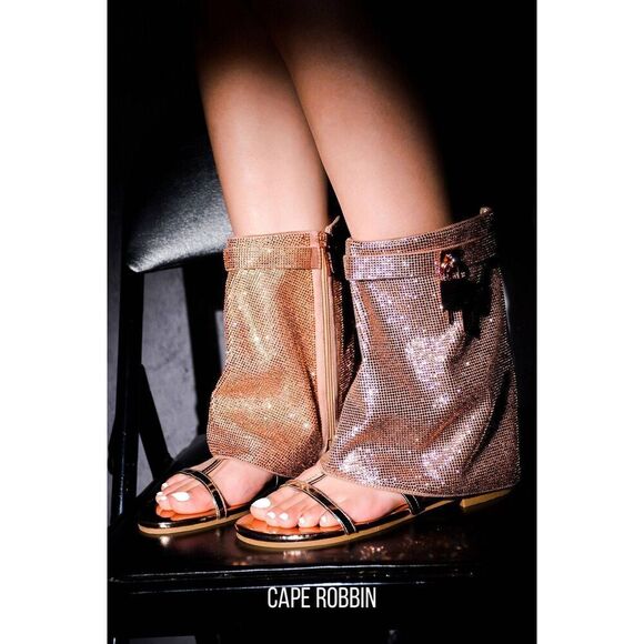 Cape Robbin Size 7 Rose Gold SHILOHA Ladies Sandals Rhinestone - Picture 10 of 12